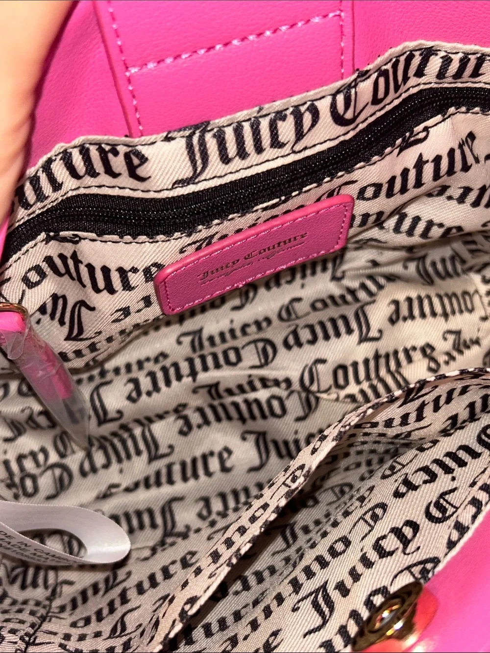 Juicy Couture Bright Pink Embossed Heart Top-Handle Satchel